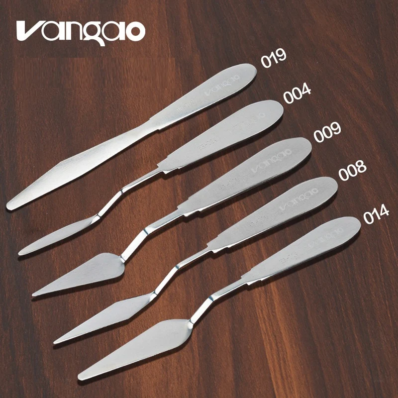 VANGAO Flexible All-Steel Palette Knives, 5-Piece Mixed-Size Set